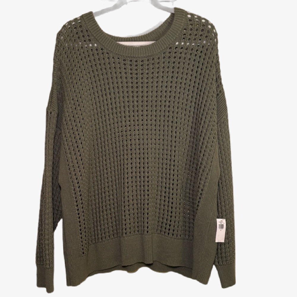 Old Navy Green Crew Neck Chunky Breathable Knit Sweater